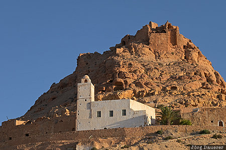 Gouvernement Tataouine, Douiret, TUN, Tunisia, Ksar Douiret, morning light, mosque