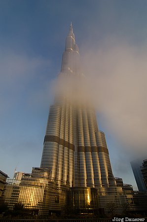 Burj Khalifa ARE, Dubai, Dubayy, UAE, blue sky, Burj Dubai, Burj Khalifa