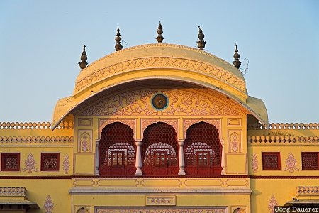 blue sky, evening light, gate, grid, India, Jaipur, Kanota, Rajasthan