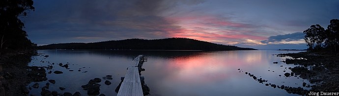 Jetty Australia, Tasmania, Tasman Peninsula, jetty, sea, red clouds, sky, Australien, Down Under, Tasmanien
