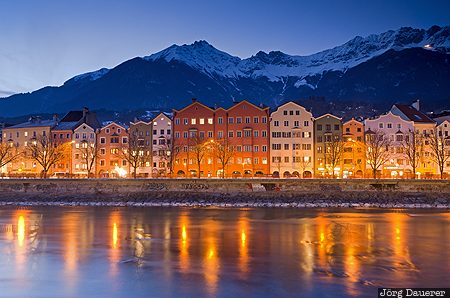 Austria, AUT, blue hour, buildings, evening light, houses, inn river, Österreich, Oesterreich