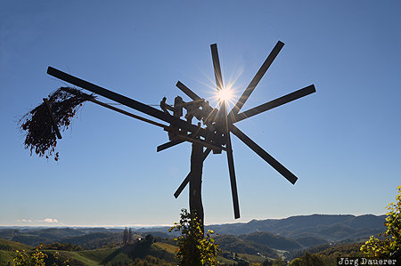 Austria, AUT, back-lit, bird scarer, blue sky, Glanz an der Weinstraße, Klapotetz, Styria, Österreich, Steiermark, Glanz an der Weinstrasse, Oesterreich