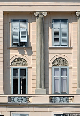 Facade in Graz Austria, Styria, Graz, column, facade, shutters, white, Österreich, Steiermark, Oesterreich