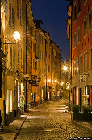 Gamla Stan, Stockholm, SWE, Sweden, Tomteboda, alley, blue hour, Stockholms l&auml;n, Stockholms laen