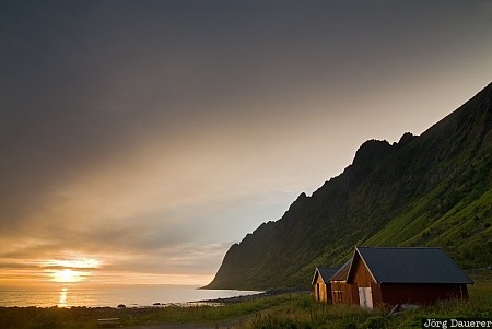 dark clouds, Ersfjord, evening light, island, Norway, norwegian Sea, peaks, Troms, Norwegen, Norge