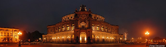 Semperoper blue hour, DEU, Dresden, Dresden Innere Altstadt, evening light, flood-lit, Germany, Saxony, Deutschland, Sachsen