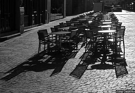 Germany, Würzburg, backlit, Bavaria, Lower Franconia, black and white, cafe, Deutschland, Bayern, Wuerzburg