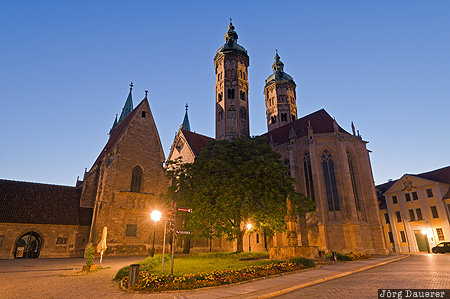 Naumburg Cathedral DEU, Germany, Naumburg (Saale), Sachsen-Anhalt, Naumburg Cathedral, lood-lit, blue hour, Deutschland