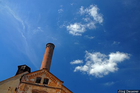 Jindrichuv Hradec Sky Czech Republic, Jindrichuv Hradec, Jindrichuv Hradec II, blue sky, chimney, clouds, facade, South Bohemia, Tschechien, Südböhmen, Jihoceský kraj, Suedboehmen, Jihocesky kraj