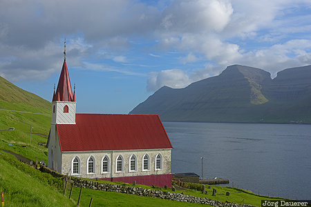 Húsar Church Faroe Islands, FRO, Húsar, church, morning light, mountains, north atlantic, Kalsoy, Färöer-Inseln, Faeroeer-Inseln