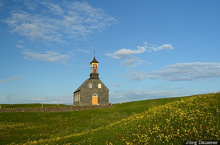 Hvalsnes, ISL, Island, Sandgerði, blue sky, church, clouds, Iceland, Reykjanes