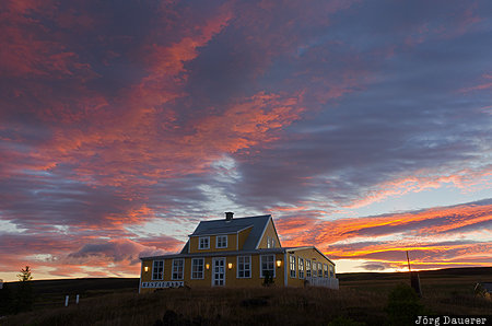 Iceland, ISL, Lj&oacute;savatn, Nor&eth;urland Eystra, Fossholl Guesthouse, Go&eth;afoss, morning light, Nordurland Eystra, Ljosavatn