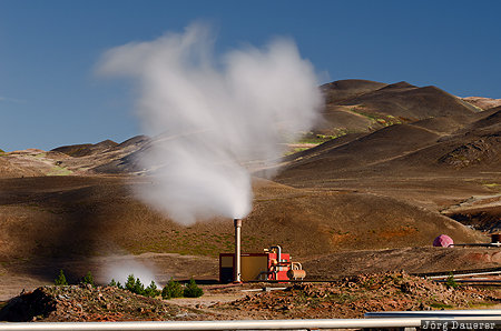 Bjarnarflag Geothermal Power Station Iceland, ISL, Norðurland Eystra, Reykjahlíð, Bjarnarflag, Bjarnarflag Geothermal Power Station, blue sky, Nordurland Eystra, Reykjahlid
