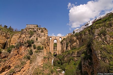 Spain, Andalusia, Los Arenosos, blue sky, bridge, clouds, gorge, Spanien, Espana, Andalucia, Andalusien