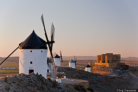 Consuegra Windmills Castilla - La Mancha, Consuegra, ESP, Spain, Castile, blue sky, Castillo de la Muela, Spanien, Espana