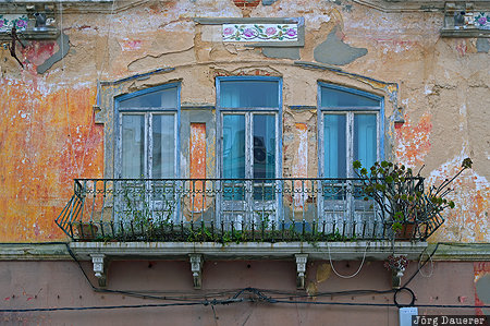 Portugal, PRT, Setúbal, Troino, balcony, blue, decay