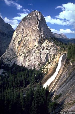 Nevada Fall, Liberty Cap, Yosemite National Park, Rock, waterfall, California, United States, USA, Vereinigte Staten, Kalifornien, CA
