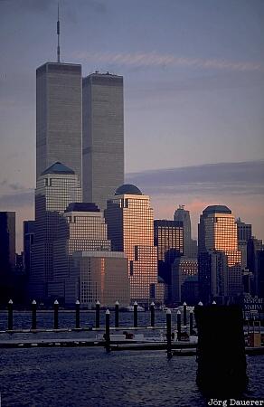sunset, World Trade Center, New Jersey, WTC, New York, Manhattan, United States, USA, Vereinigte Staten, NY, New York City, Big Apple