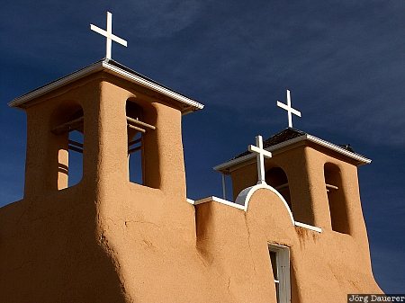 San Francisco de Asis adobe, blue sky, church, New Mexico, Ranchos de Taos, San Francisco de Asis, United States, Taos, USA, Vereinigte Staten, Neu Mexiko, NM