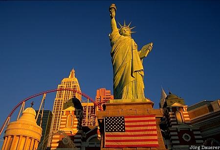 New York-New York Casino, morning, hotel, United States, Statue of Liberty, Las Vegas, Nevada, USA, Vereinigte Staten, NV