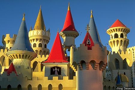 Excalibur, sunrise, castle, hotel, Las Vegas, Nevada, United States, USA, Vereinigte Staten, NV