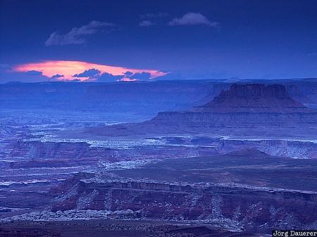 Canyonlands National Park, rocks, sunset, evening light, blue, green river overlook, Island in the sky, United States, Utah, USA, Vereinigte Staten, UT