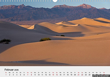 Death Valley National Park, Inyo County, California, USA, calendar, February, German, United States, Vereinigte Staten, Kalifornien, CA
