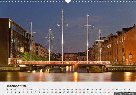 Circle Bridge, Copenhagen, Capital Region of Denmark, Denmark, calendar, December, German, D&auml;nemark, Daenemark