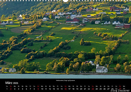 Hafslovatnet, Sogn og Fjordane, Norway, calendar, March, Norwegen, Norge