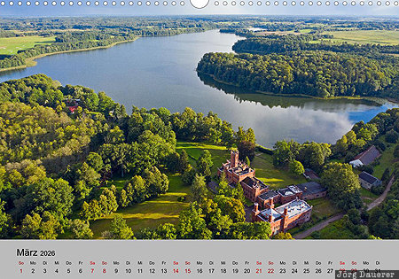 Lampackie Lake, Masurian Lakeland, Warmian-Masuria, Poland, calendar, March, German