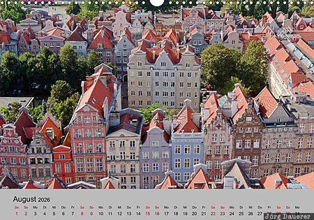 Gdansk, Danzig, Pomerania, Poland, calendar, August, German