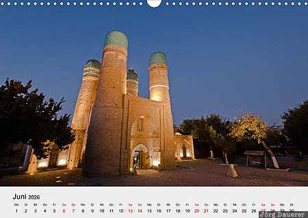 Chor-Minor, Buchara, Uzbekistan, calendar, June, German