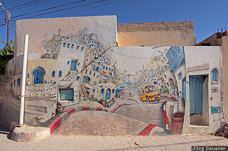Erriadh, Gouvernorat Medenine, Djerba, TUN, Tunisia, alley, blue