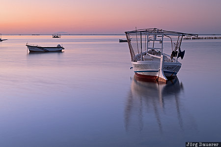 Fishing Boat Ouled Yaneg, Sfax, Kerkennah, TUN, Tunisia, calm, colorful sky